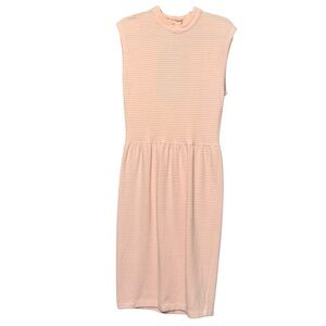 OUTLANDER Ribbed Pale Pink High Neck Sleeveless Midi Length Back Cutout Dress